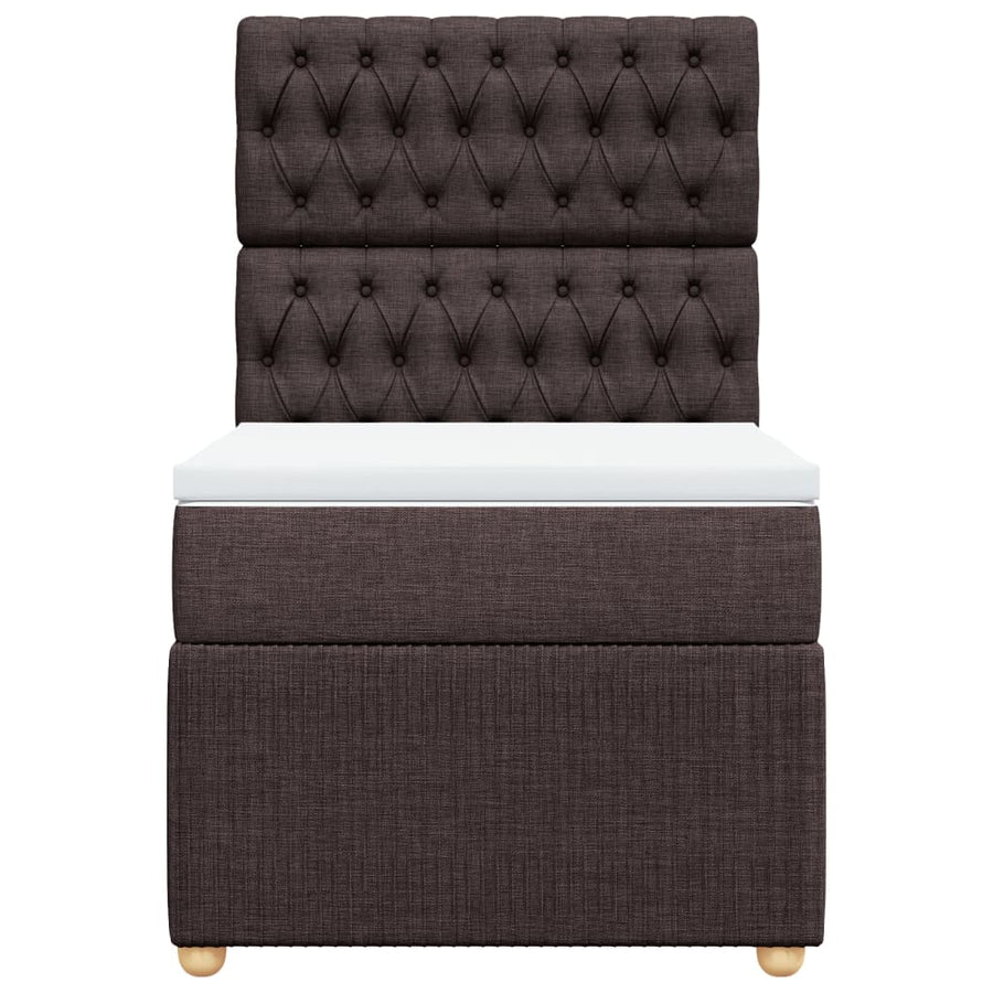 Boxspring met matras stof donkerbruin 90x190 cm