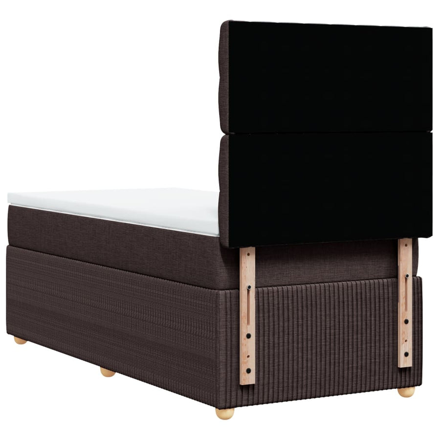 Boxspring met matras stof donkerbruin 90x190 cm