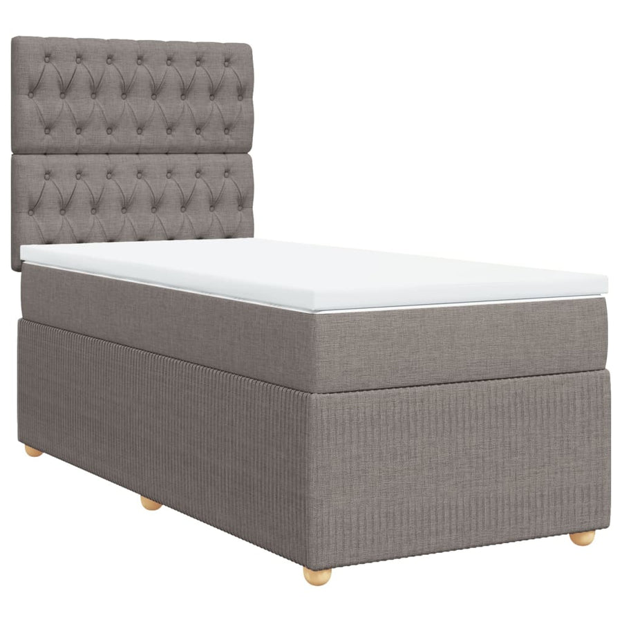 Boxspring met matras stof taupe 90x190 cm