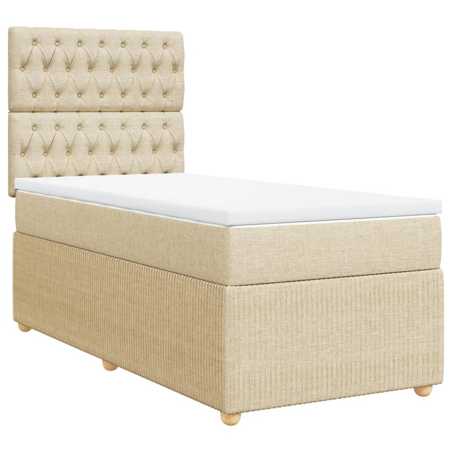 Boxspring met matras stof crèmekleurig 90x190 cm