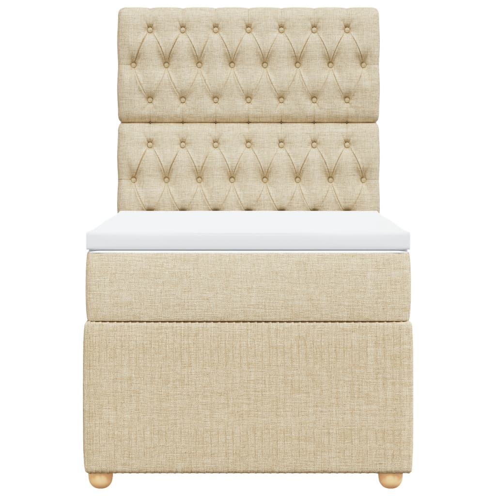 Boxspring met matras stof crèmekleurig 90x190 cm