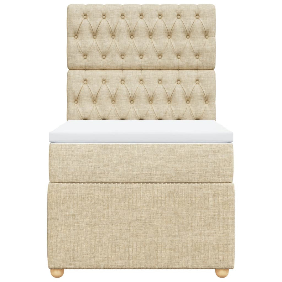 Boxspring met matras stof crèmekleurig 90x190 cm