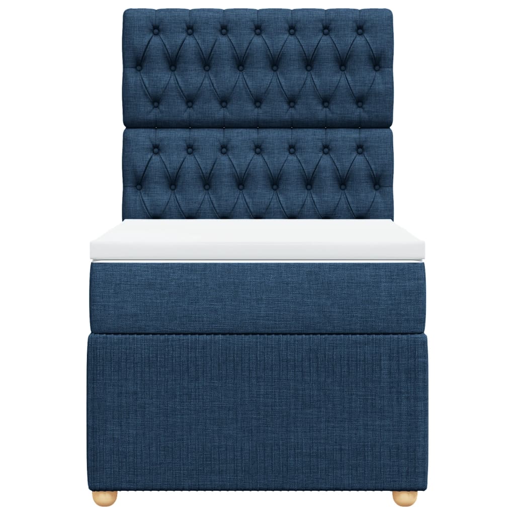 Boxspring met matras stof blauw 90x190 cm
