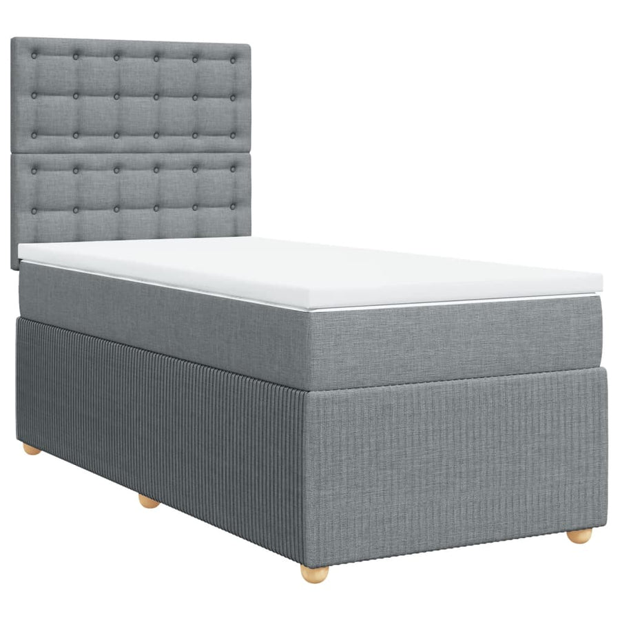 Boxspring met matras stof lichtgrijs 90x190 cm