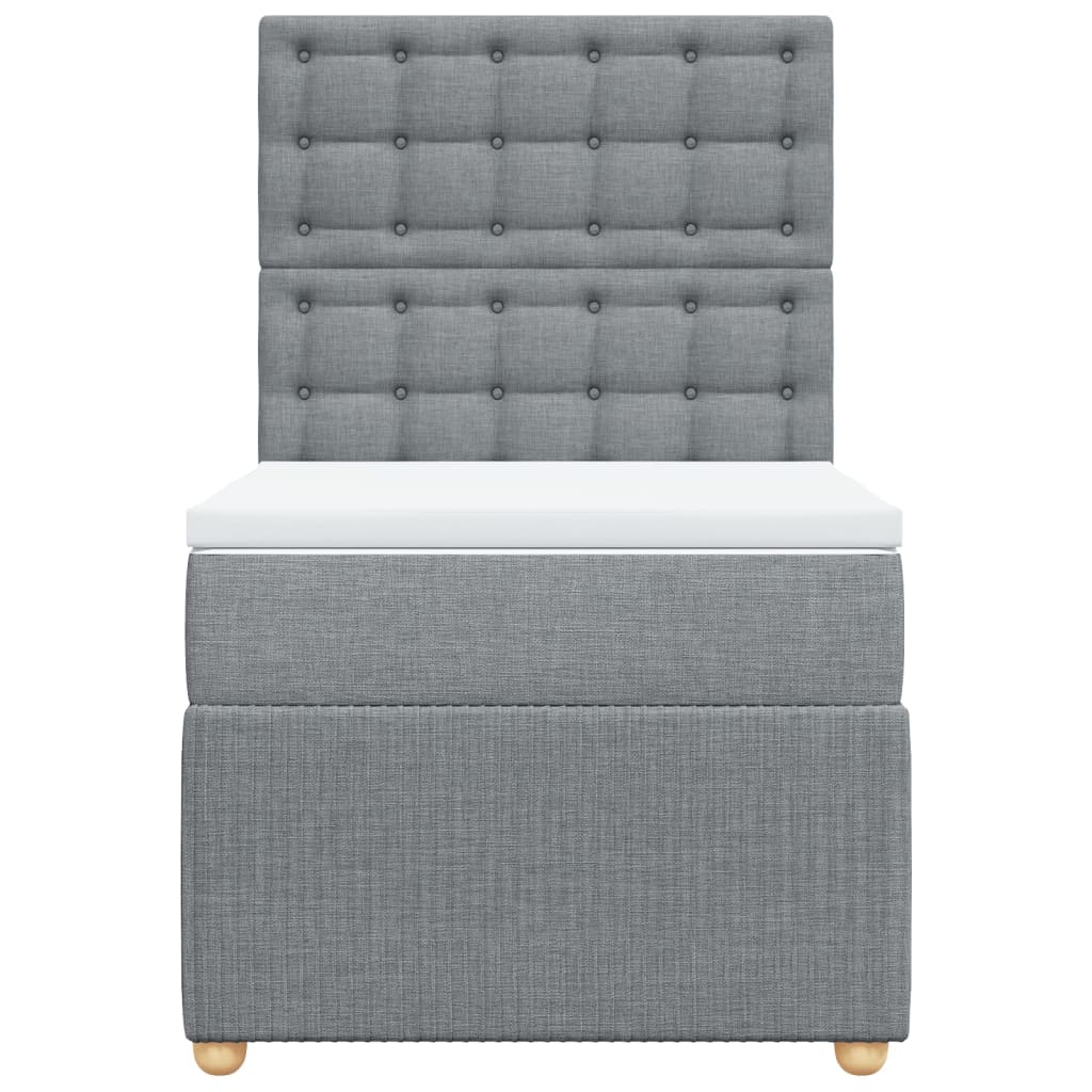 Boxspring met matras stof lichtgrijs 90x190 cm