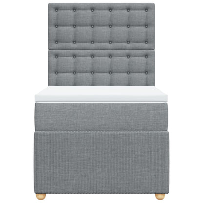 Boxspring met matras stof lichtgrijs 90x190 cm