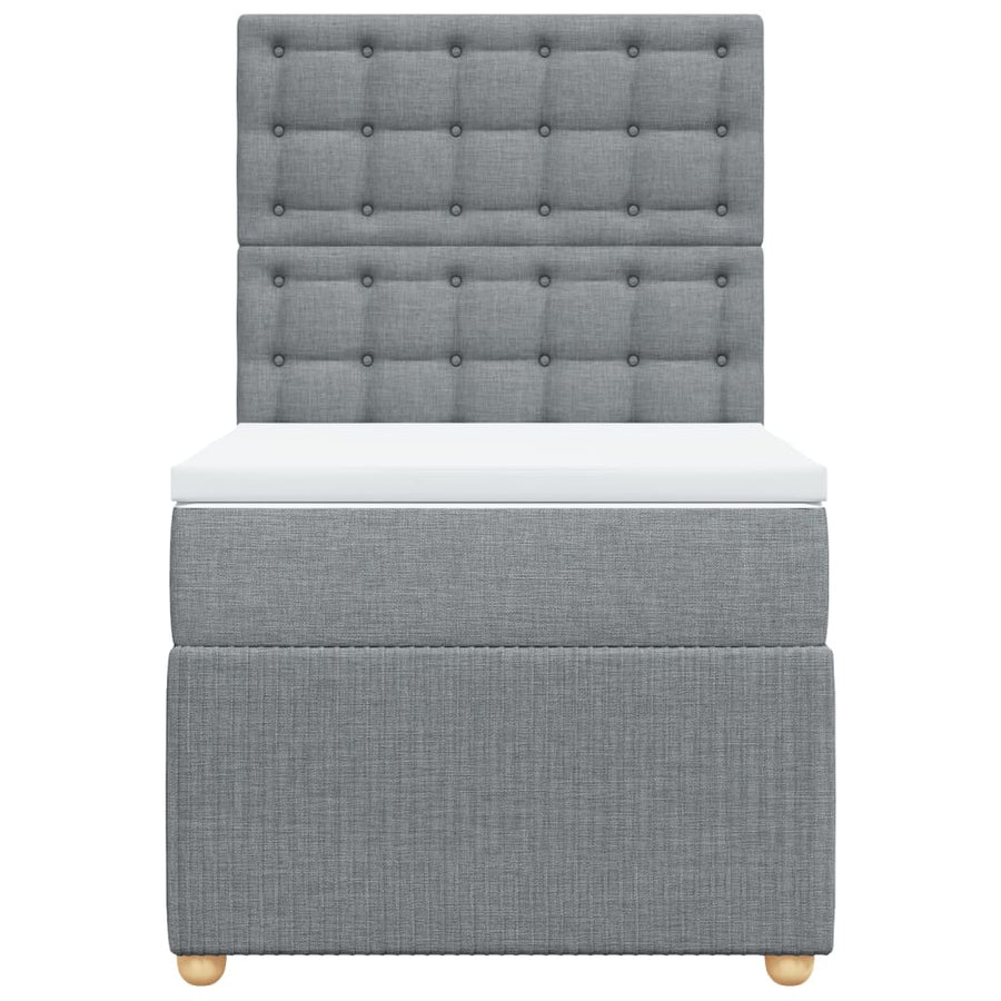 Boxspring met matras stof lichtgrijs 90x190 cm