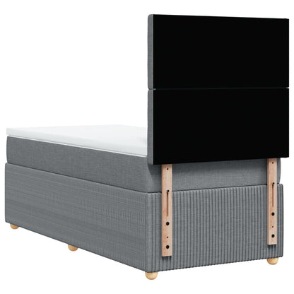 Boxspring met matras stof lichtgrijs 90x190 cm