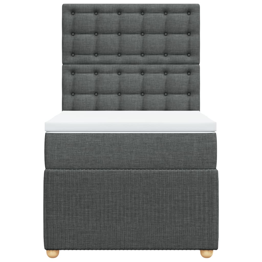 Boxspring met matras stof donkergrijs 90x190 cm
