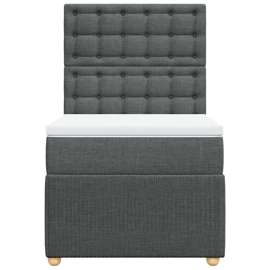Boxspring met matras stof donkergrijs 90x190 cm