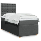 Box spring with mattress fabric dark grey 90x190 cm
