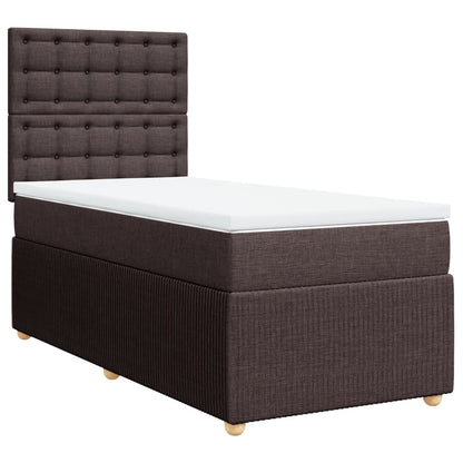 Boxspring met matras stof donkerbruin 90x190 cm