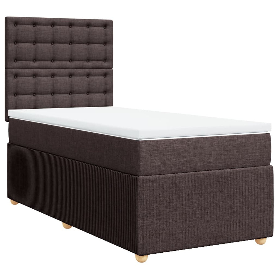Boxspring met matras stof donkerbruin 90x190 cm