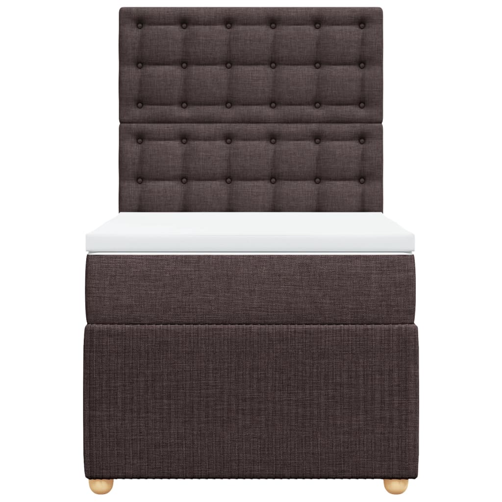 Boxspring met matras stof donkerbruin 90x190 cm