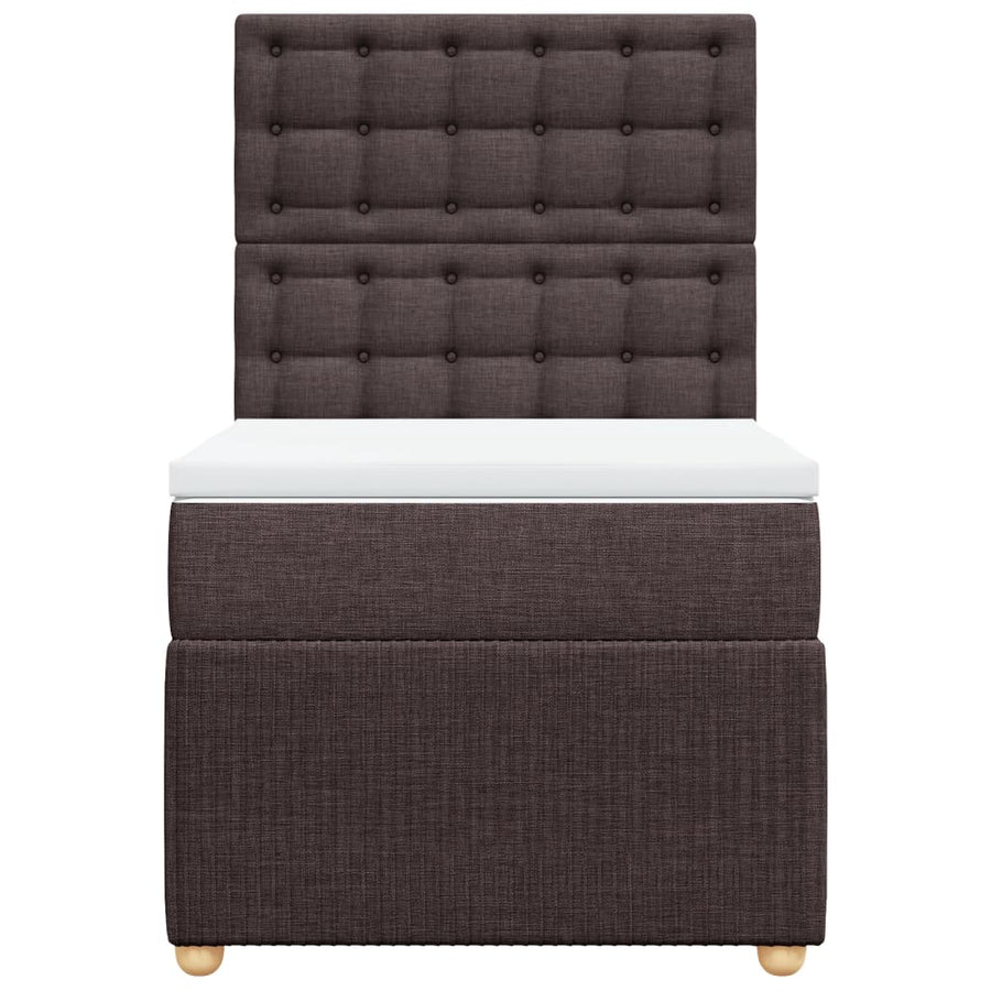Boxspring met matras stof donkerbruin 90x190 cm