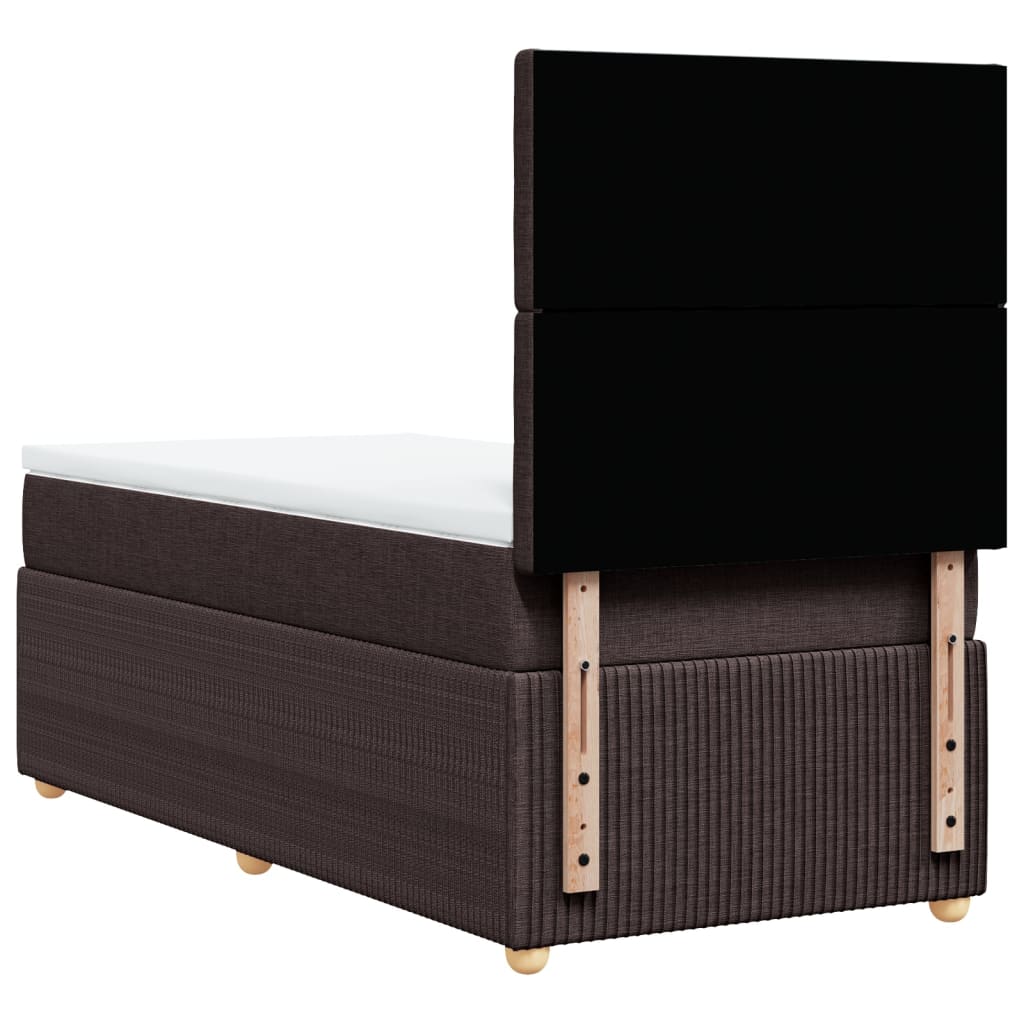 Boxspring met matras stof donkerbruin 90x190 cm