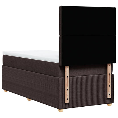 Boxspring met matras stof donkerbruin 90x190 cm