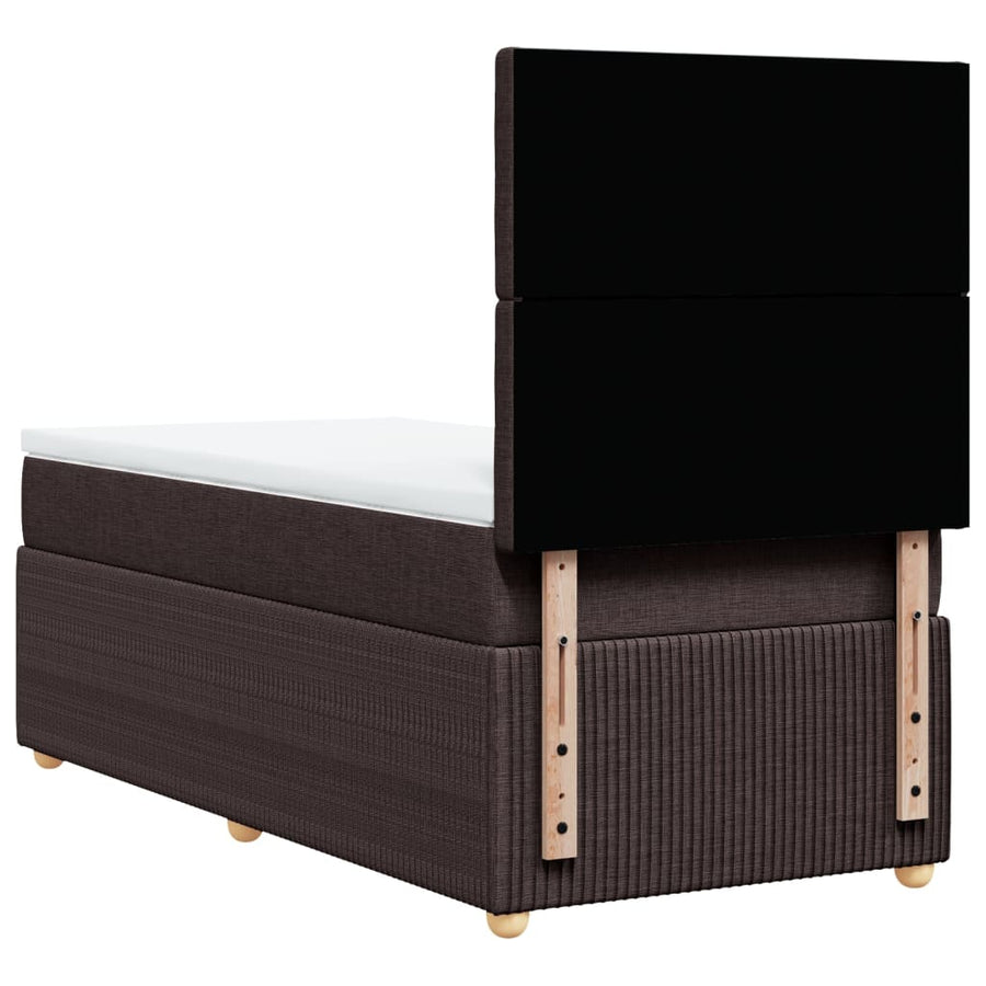Boxspring met matras stof donkerbruin 90x190 cm
