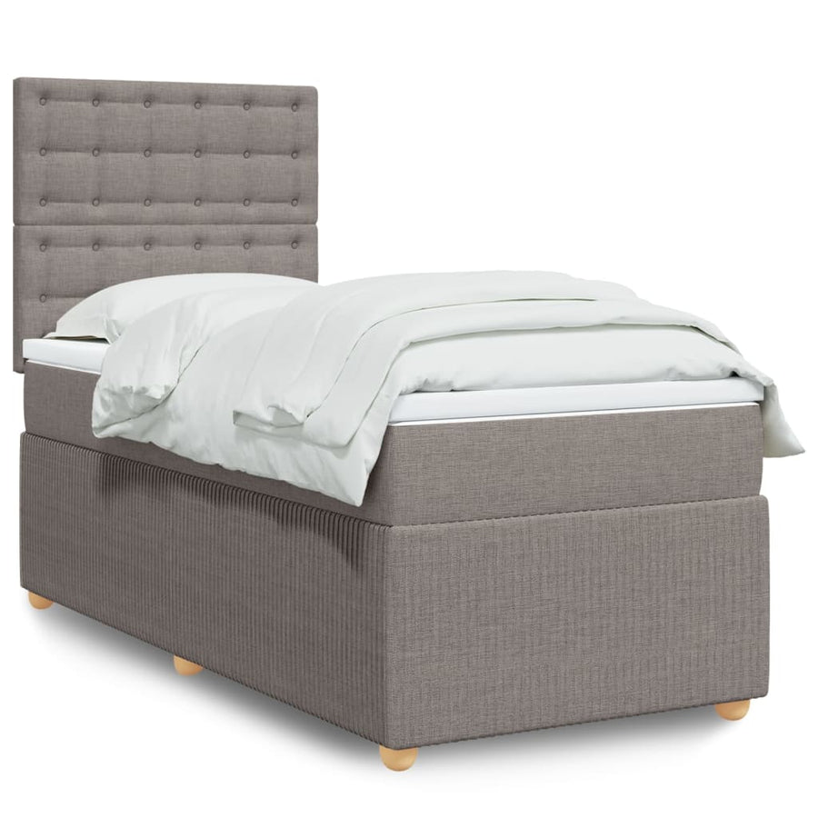 Boxspring met matras stof taupe 90x190 cm