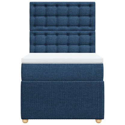 Boxspring met matras stof blauw 90x190 cm
