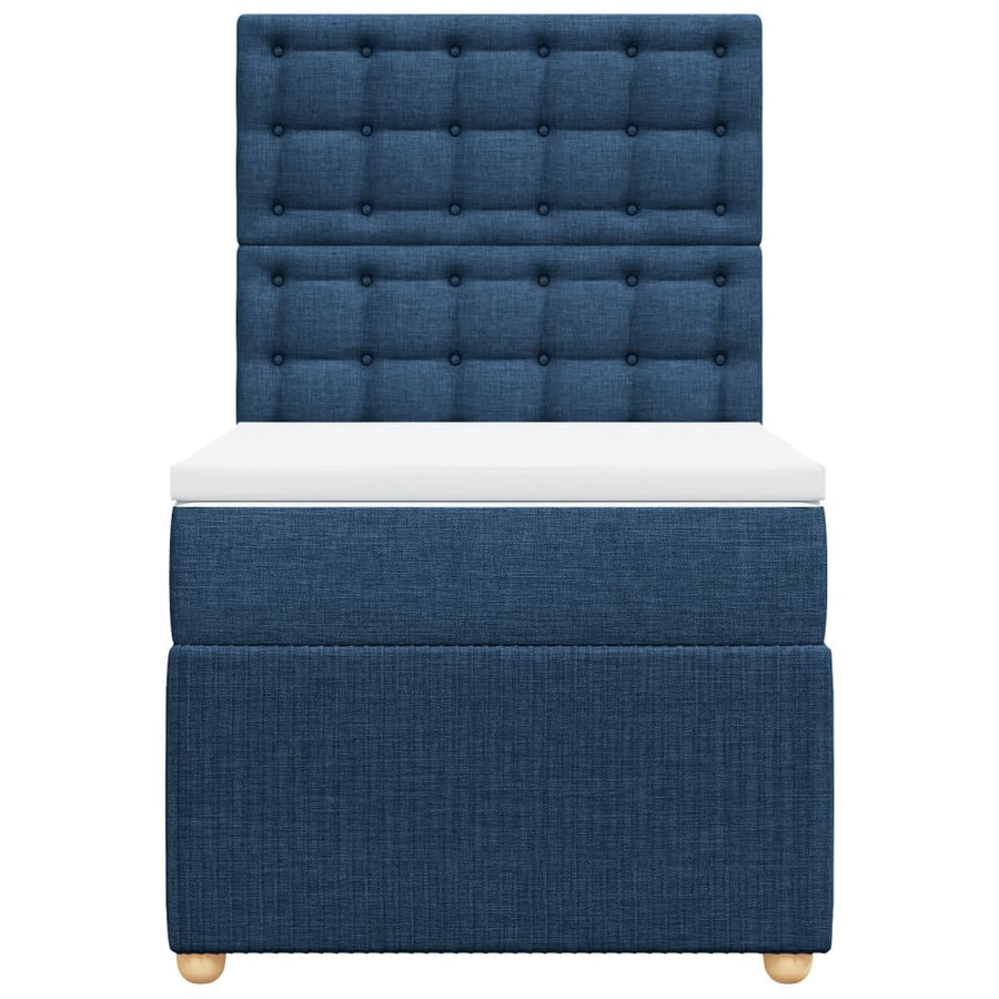 Boxspring met matras stof blauw 90x190 cm