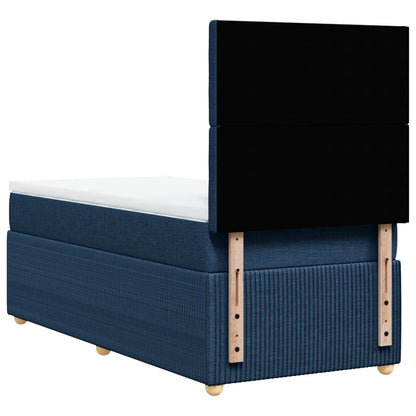 Boxspring met matras stof blauw 90x190 cm