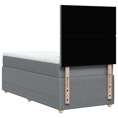 Boxspring met matras stof lichtgrijs 90x200 cm
