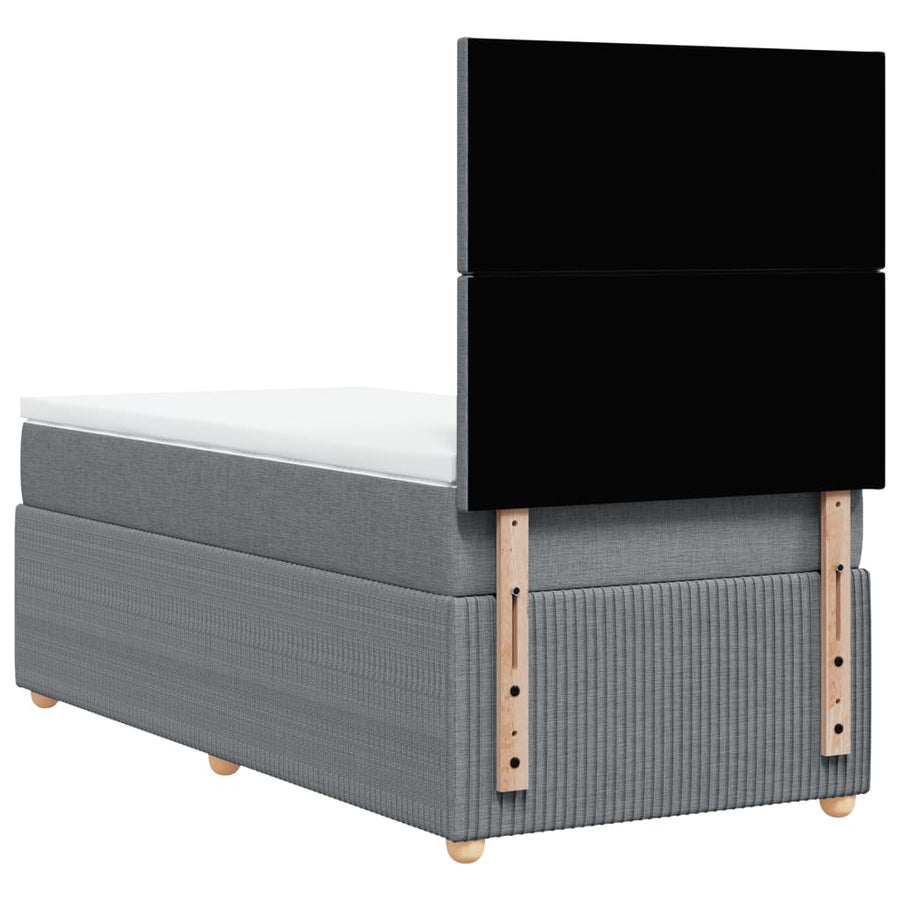 Boxspring met matras stof lichtgrijs 90x200 cm