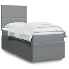 Box spring with mattress light gray fabric 90x200 cm