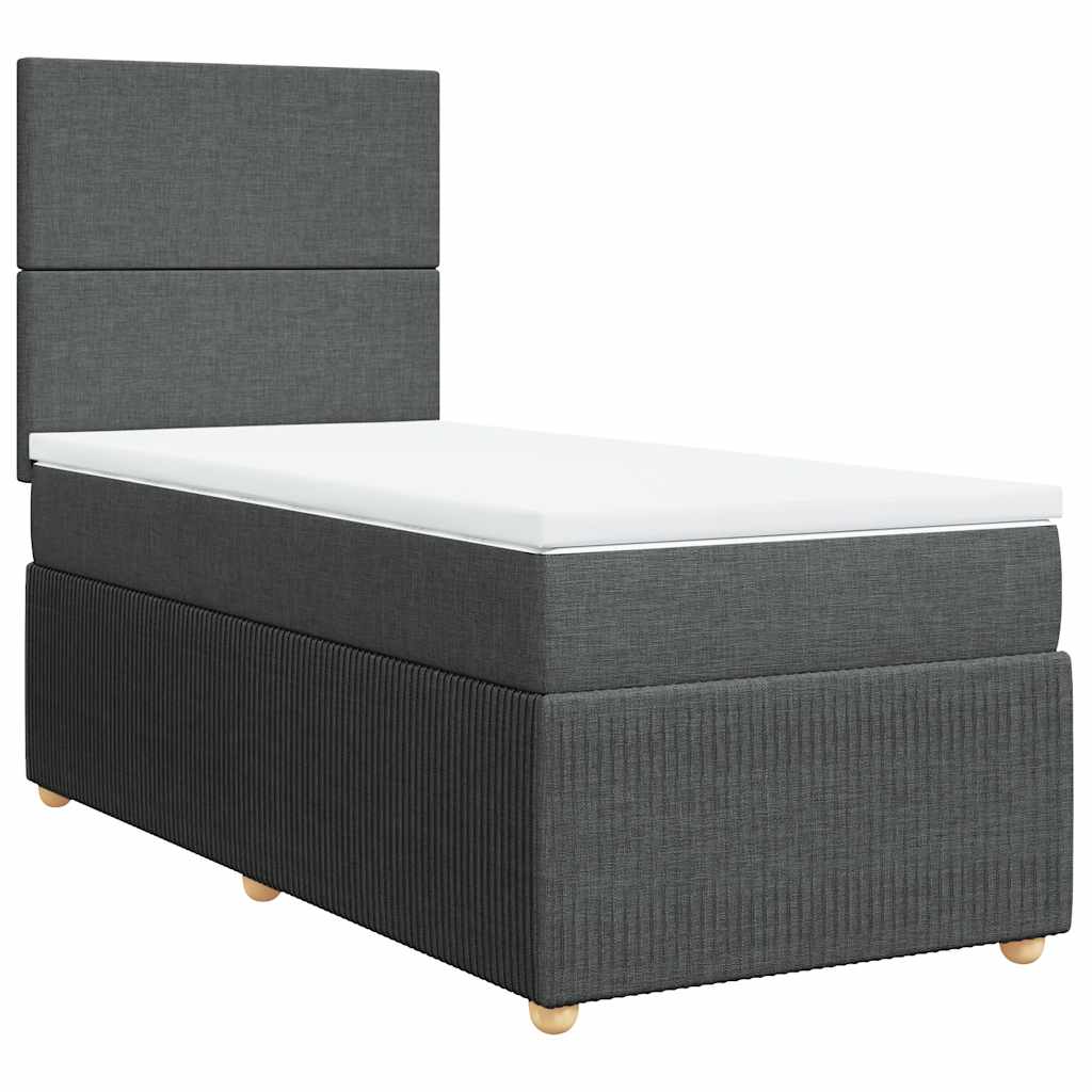 Boxspring met matras stof donkergrijs 90x200 cm