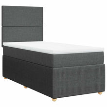 Boxspring met matras stof donkergrijs 90x200 cm
