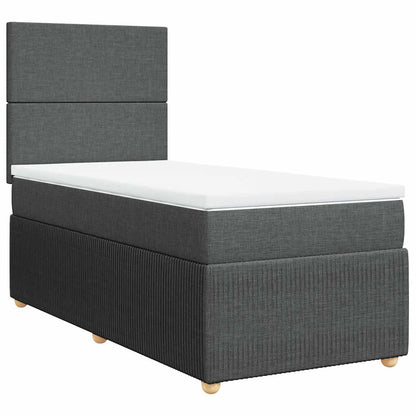 Boxspring met matras stof donkergrijs 90x200 cm