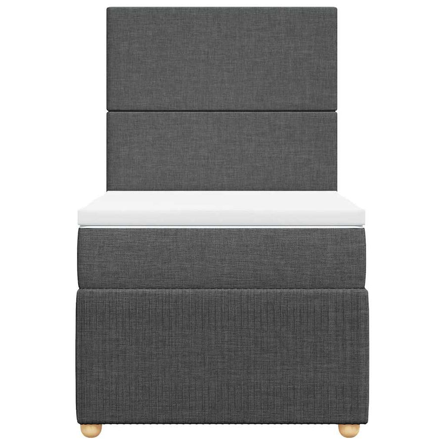 Boxspring met matras stof donkergrijs 90x200 cm