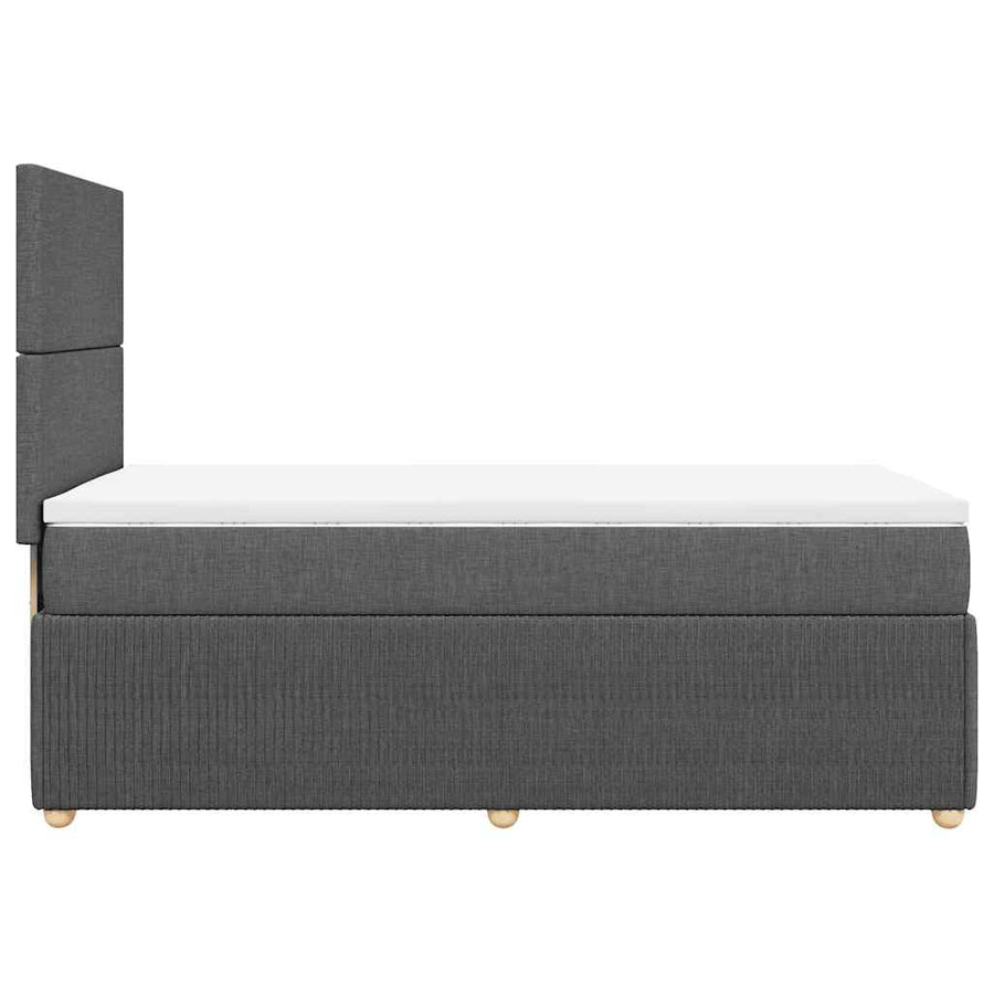 Boxspring met matras stof donkergrijs 90x200 cm