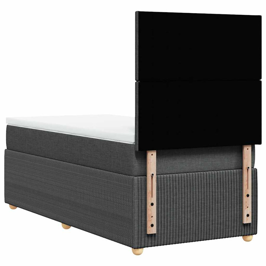 Boxspring met matras stof donkergrijs 90x200 cm