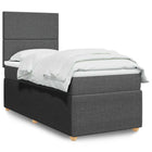Boxspring 90x200 cm donkergrijs met pocketveringmatras