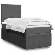 Boxspring 90x200 cm donkergrijs met pocketveringmatras