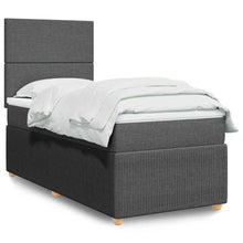 Boxspring met matras stof donkergrijs 90x200 cm