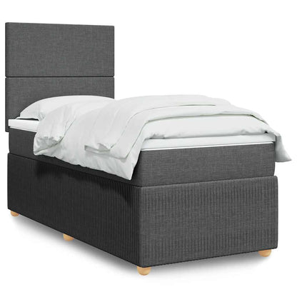 Boxspring met matras stof donkergrijs 90x200 cm