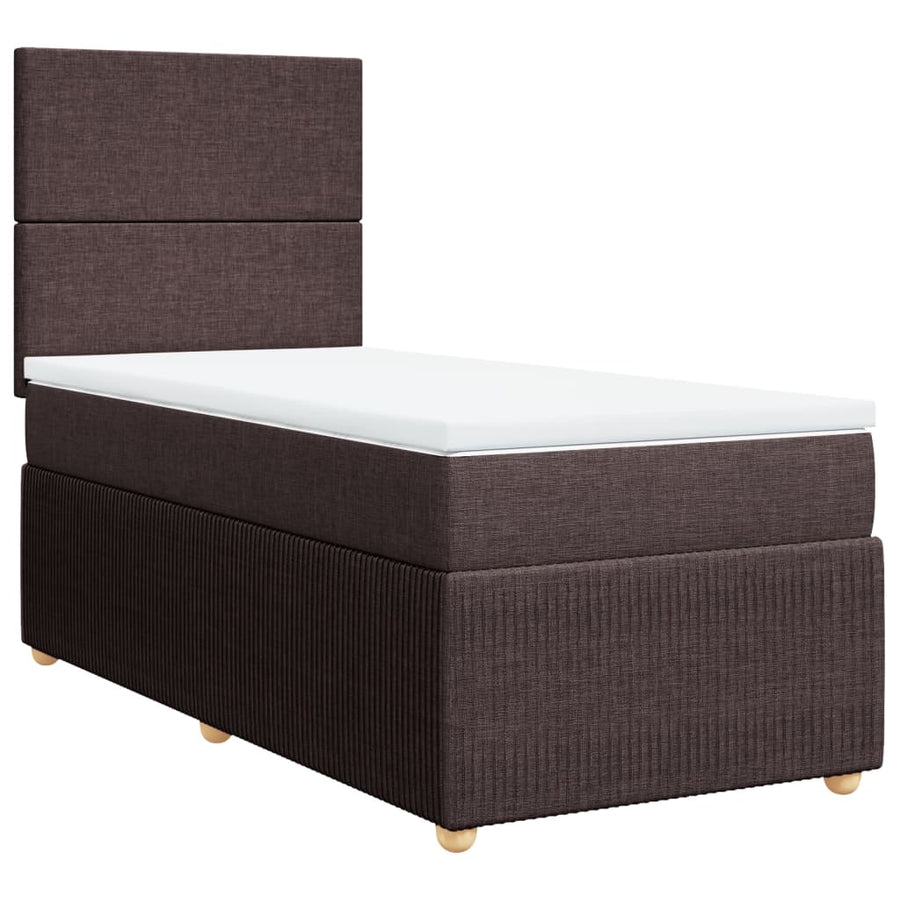 Boxspring met matras stof donkerbruin 90x200 cm