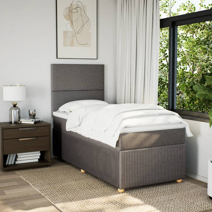 Boxspring met matras stof taupe 90x200 cm