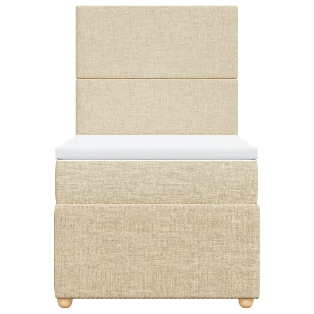 Boxspring met matras stof crèmekleurig 90x200 cm