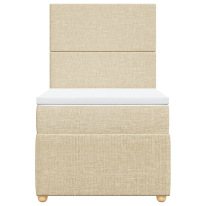 Boxspring met matras stof crèmekleurig 90x200 cm