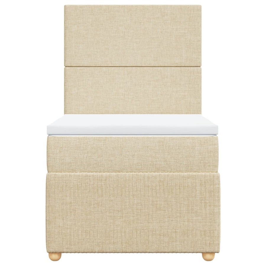Boxspring met matras stof crèmekleurig 90x200 cm