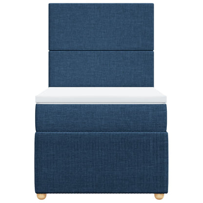 Boxspring met matras stof blauw 90x200 cm