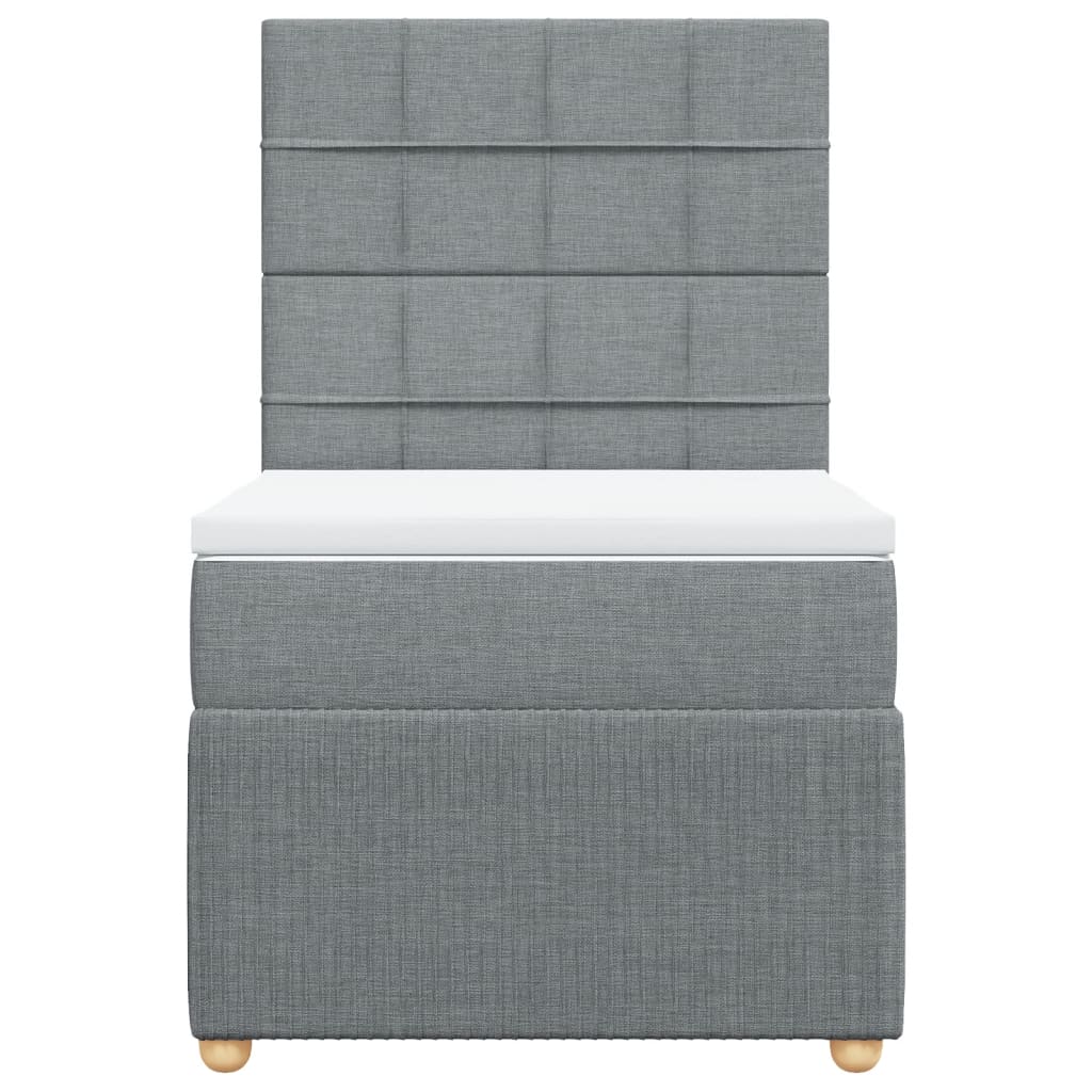 Boxspring met matras stof lichtgrijs 90x200 cm