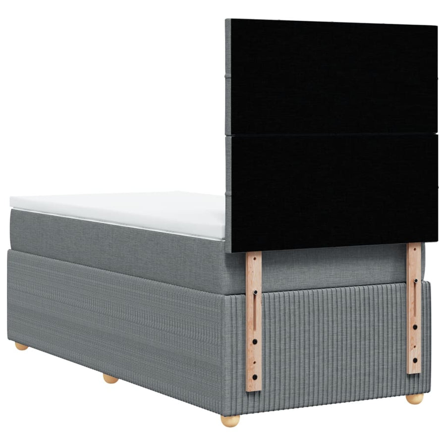 Boxspring met matras stof lichtgrijs 90x200 cm