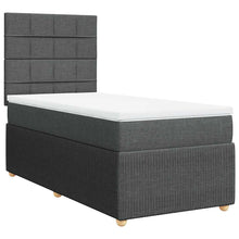 Boxspring met matras stof donkergrijs 90x200 cm