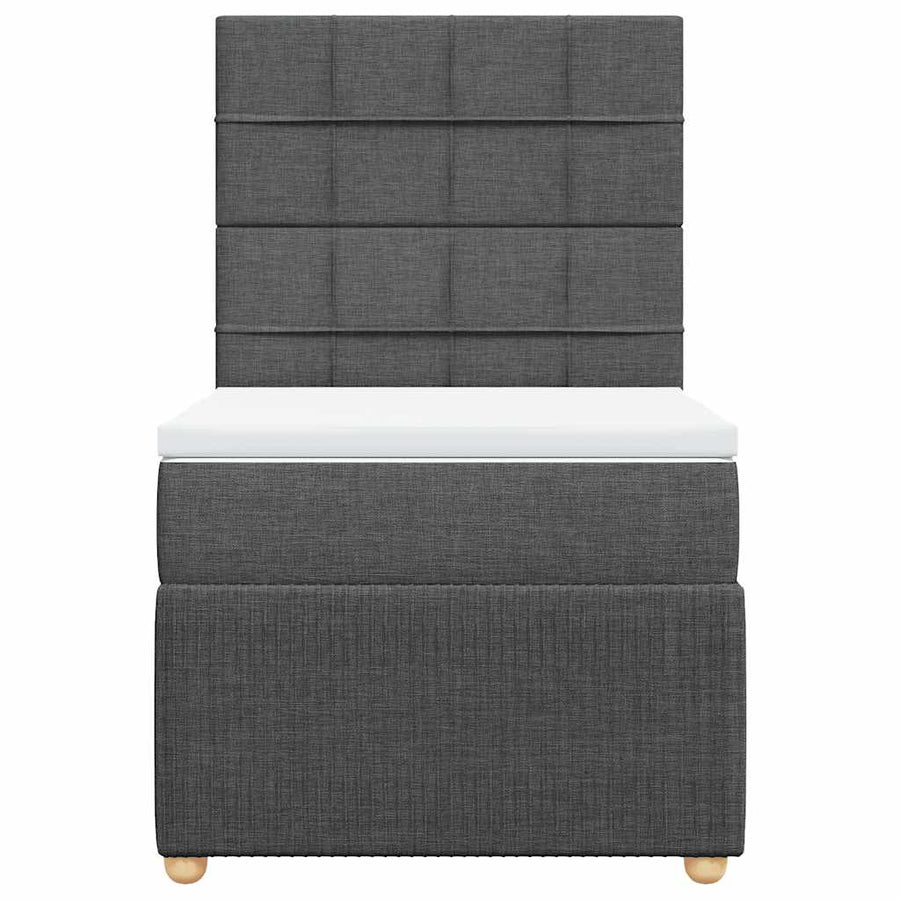Boxspring met matras stof donkergrijs 90x200 cm