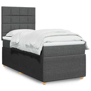 Boxspring 90x200 cm donkergrijs pocketveringmatras